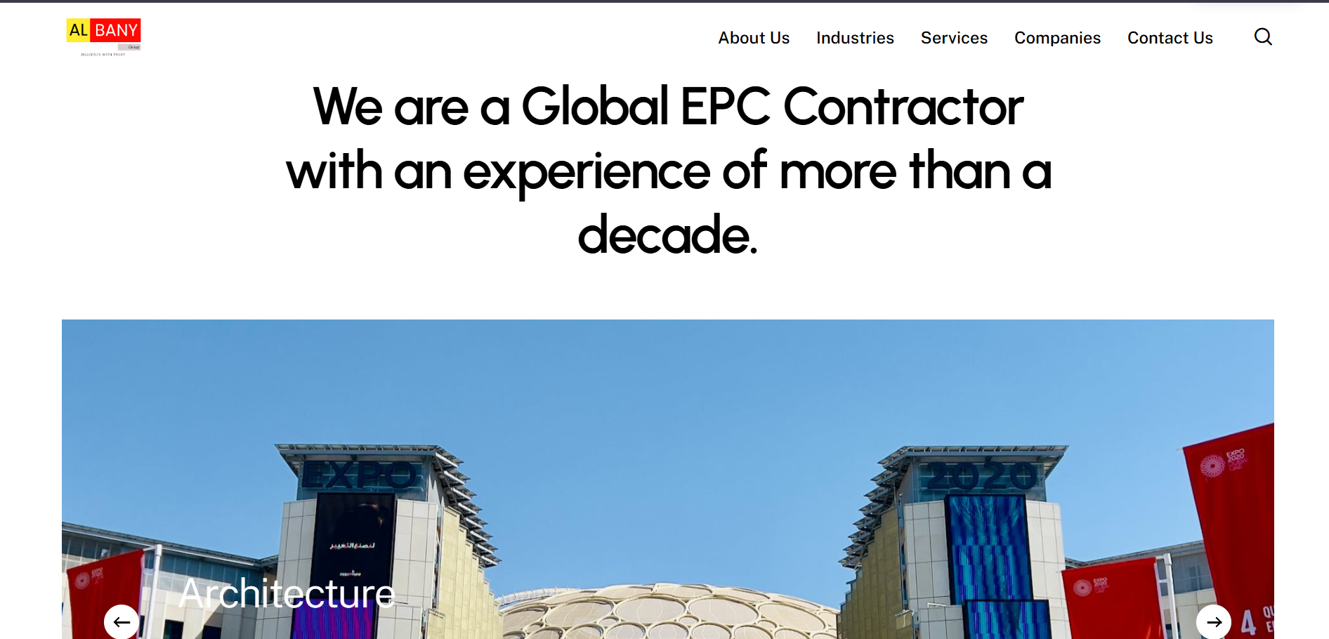Al Bany Group homepage — We are a Global EPC Contractor with an experience of more than a decade, industry-sector image carousel